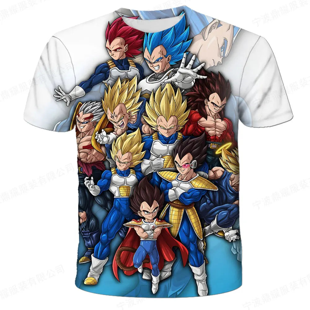 Men's cartoon anime Dragon Ball Z T-shirt for children and boys T-shirt for children's summer short sleeved men's T-shirt