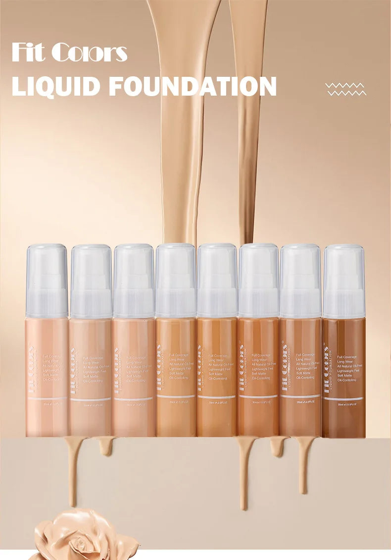 Face Liquid Foundation Full Coverage Makeup Base Cream Cosmetics for Women