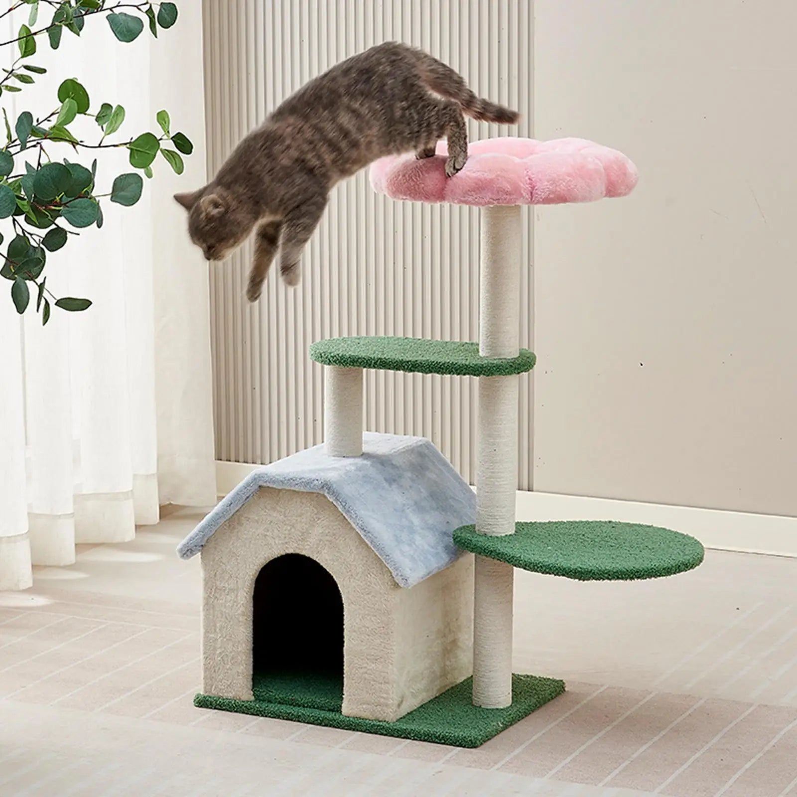 Cat Climbing Tree Cat Bed Multi Tiers Vertical Furniture Protector Tower with Condo for Kittens Activity Center Play Rest