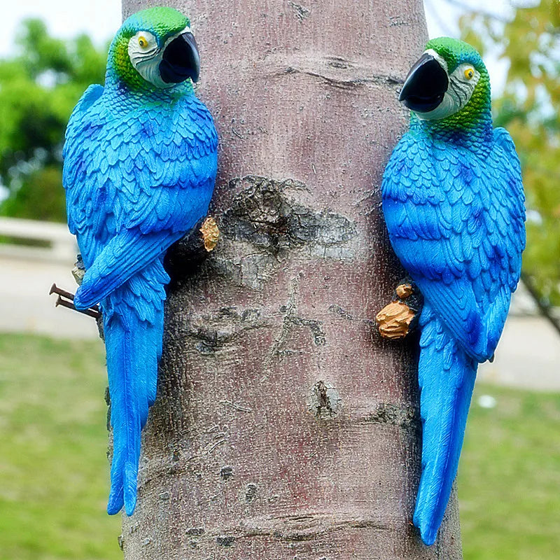 Creative Resin Color Parrot Statue Wall Hang Tree Decorative