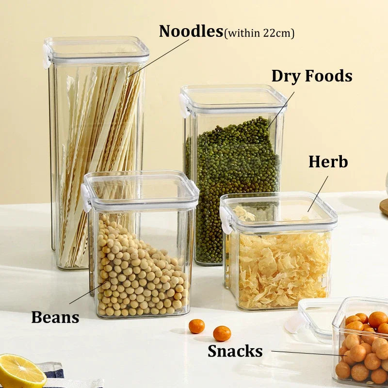 Food Box Storage Container With Airtight Lid Condiment Organizer Plastic Dispenser Jar