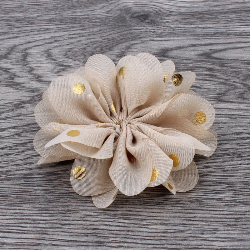 Fashion Gold Point Puffy Flower For Hair Accessories Ballerina Chiffon Flower Ornaments For Wedding Bouquet