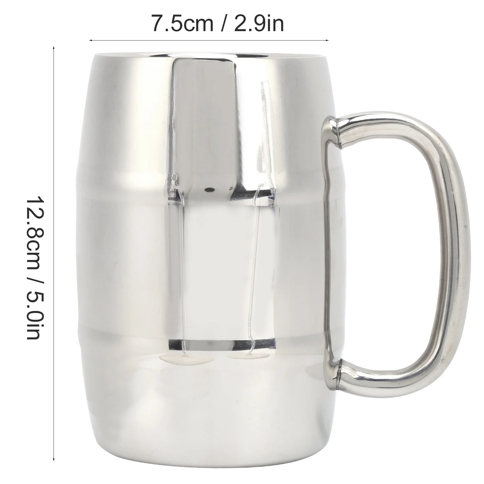 Beer Mug DoubleWalled Large 550ML Whiskey Barrel 304 Stainless Steel Milk Cup For Hot Cold Drinks