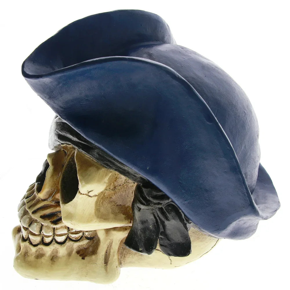 MGT-Gothic Pirate Skull Prop, Viking Head Tricorn Hat, Swashbuckler Statue, Realistic Model, Halloween Decor