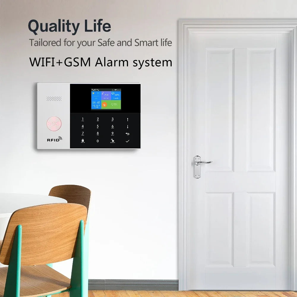 New GSM Home Security Alarm System For Tuya Smart Home WiFi Burglar Alarm Works Alexa & Google Alarma De Seguridad Para El Hogar