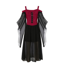 Halloween Vampire Clothes Female Off Shoulder Dress, Witch Cosplay Costume Props Sets