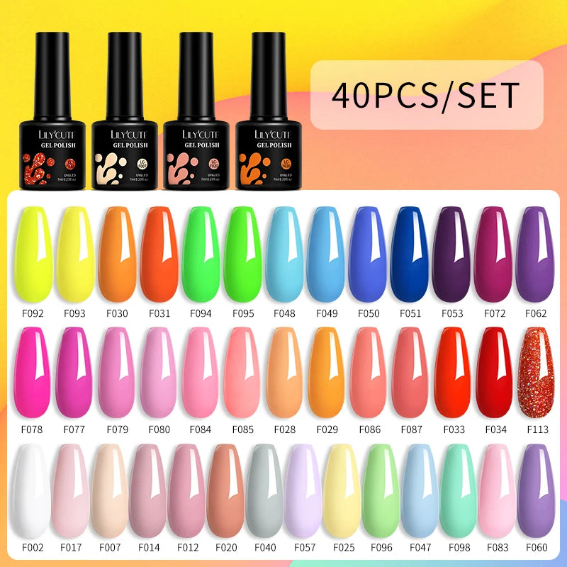 Color Gel Nail Polish Set Colorful Glitter Nail Gel Polish Semi Permanent UV Gel Nail Art Gel Varnishes Kit