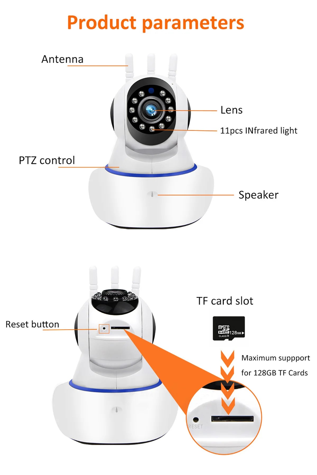 2MP 1080P Yoosee/V380/Carecam APP  Wireless PTZ IP Dome Camera