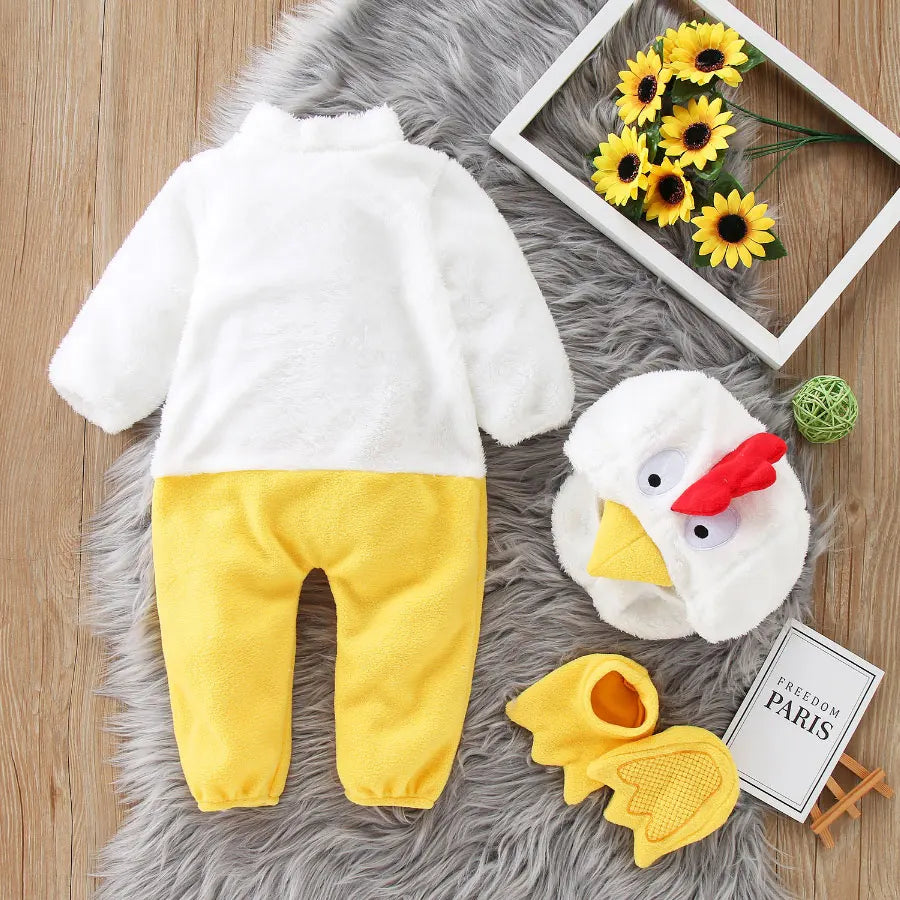 Baby Chicken Chick Costume for Boys Girls Infant Fleece Rompers Jumpsuit with Shoes Halloween Easter Fancy Dress 6M 12M 18M