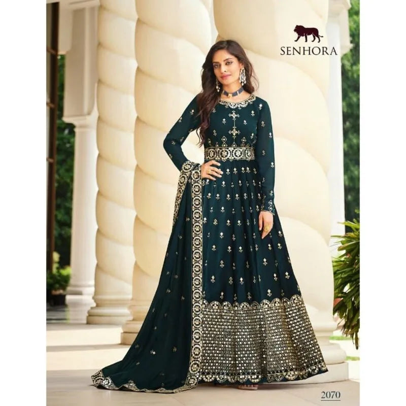 Wedding Mehendi Function Wear Bridal Heavy Worked Anarkali Long Flared Gown