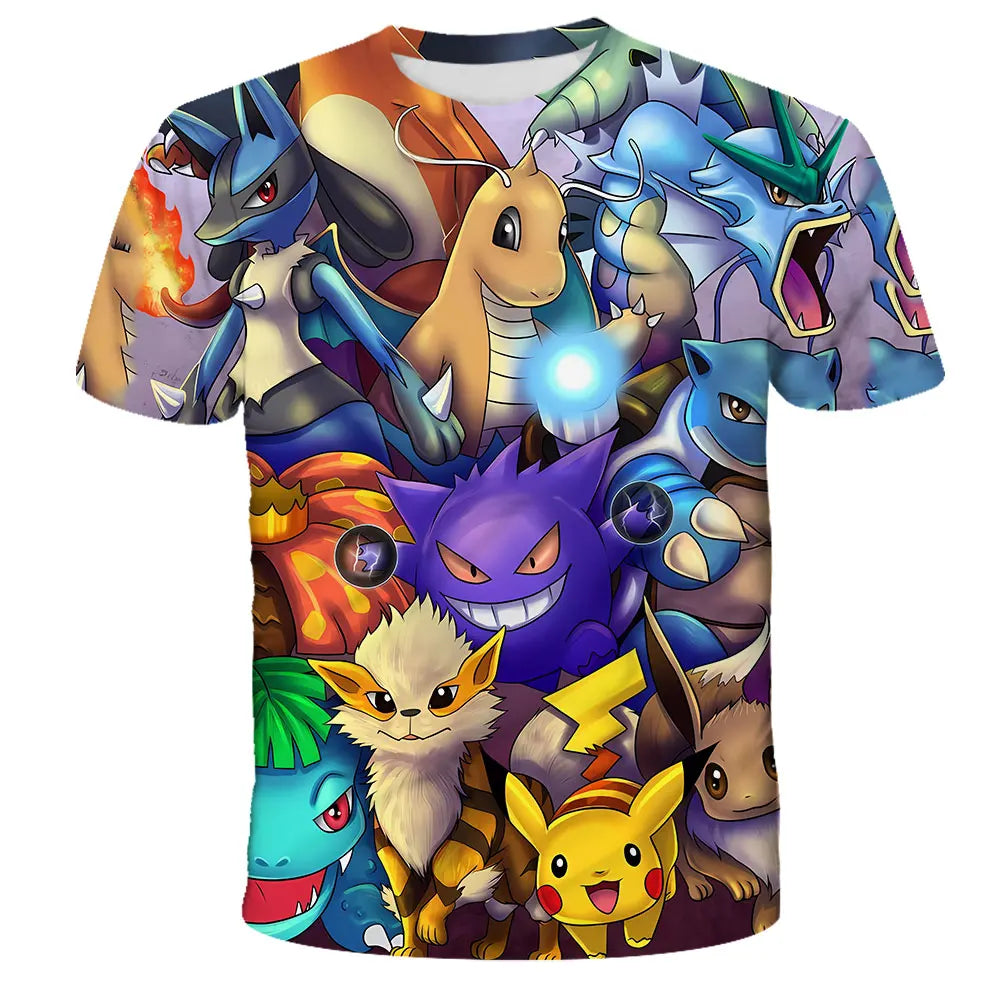 Children T-shirts Kids Tops Pokemon T Shirt Boys Short Sleeve Pikachu Tshirt Girls Clothes Tees Summer Casual Wear Girl T-shirt