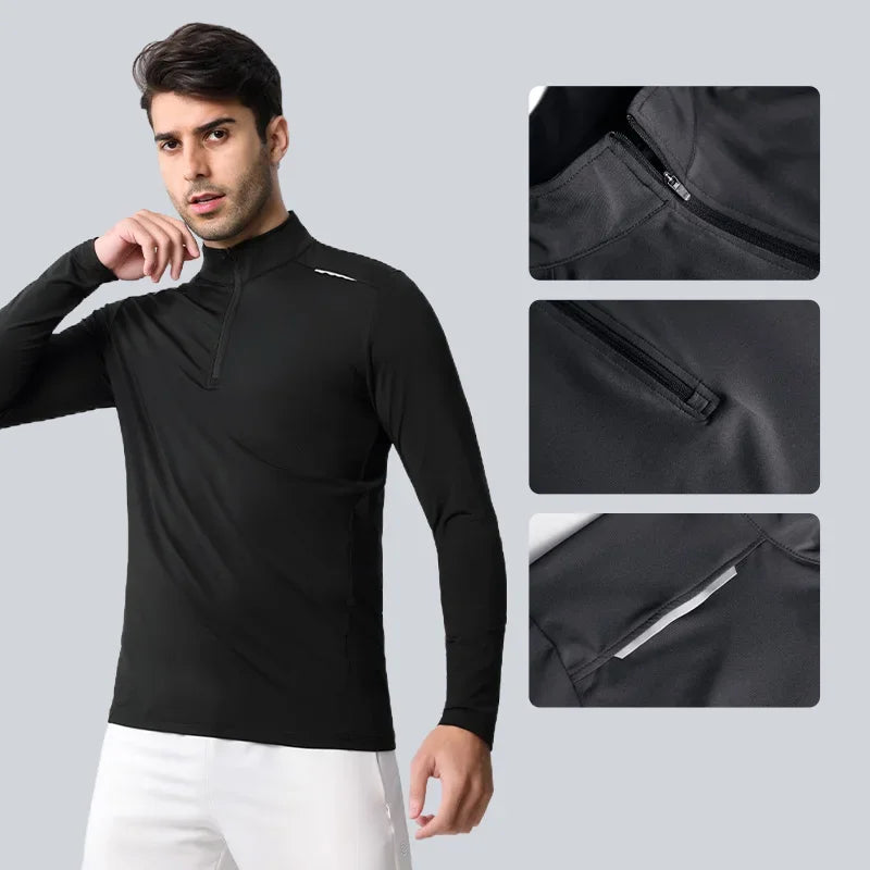 Men's Long Sleeves T-shirt Gym Yoga Top Fitness Wear Jerseys Golf Clothes Marathon Sweatshirt