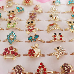 Wholesale Crystal Rhineston Cartoon Animal Golded Children Kid's Alloy Adjustable Ring Gift Fashion Jewelry