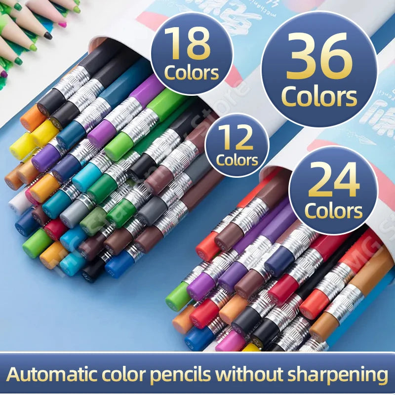 M&G Retractable Colored Pencils 48 Colors art Professional Oil Watercolor Sketch Drawing pastel Set For Painting Art Supplies