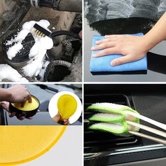 Brush Set Non-slip Rubber Handle Detail Brush Kit for Car Interior Exterior Air Vents Clean Accessories