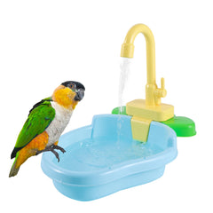 Plastic Parrot Bath Basin Automatic Bath Box Small Bird Cage Bathroom Multi-Functional Bird Toy Bath Basin Set