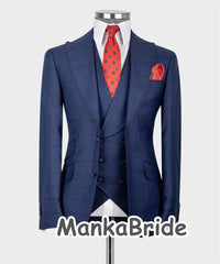 Classic Blue Wedding Tuxedo Formal Groom Men Suits Slim fit 3PCS Blazer