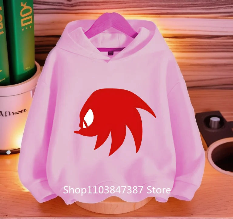 Sonics Hoodies Kids Cartoon Sonic Print Pullovers Baby Boys Children Long Sleeves Sweatshirt Girls Clothing Streetwear