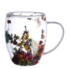 Creative Double Wall Glass Cup Dried Flower Filler Glass Cups  Tea Coffee Cups