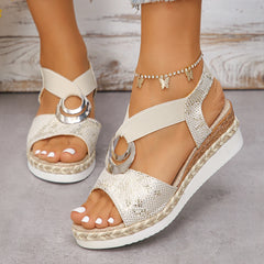 Metal Decoration Women Platform Sandals for Summer