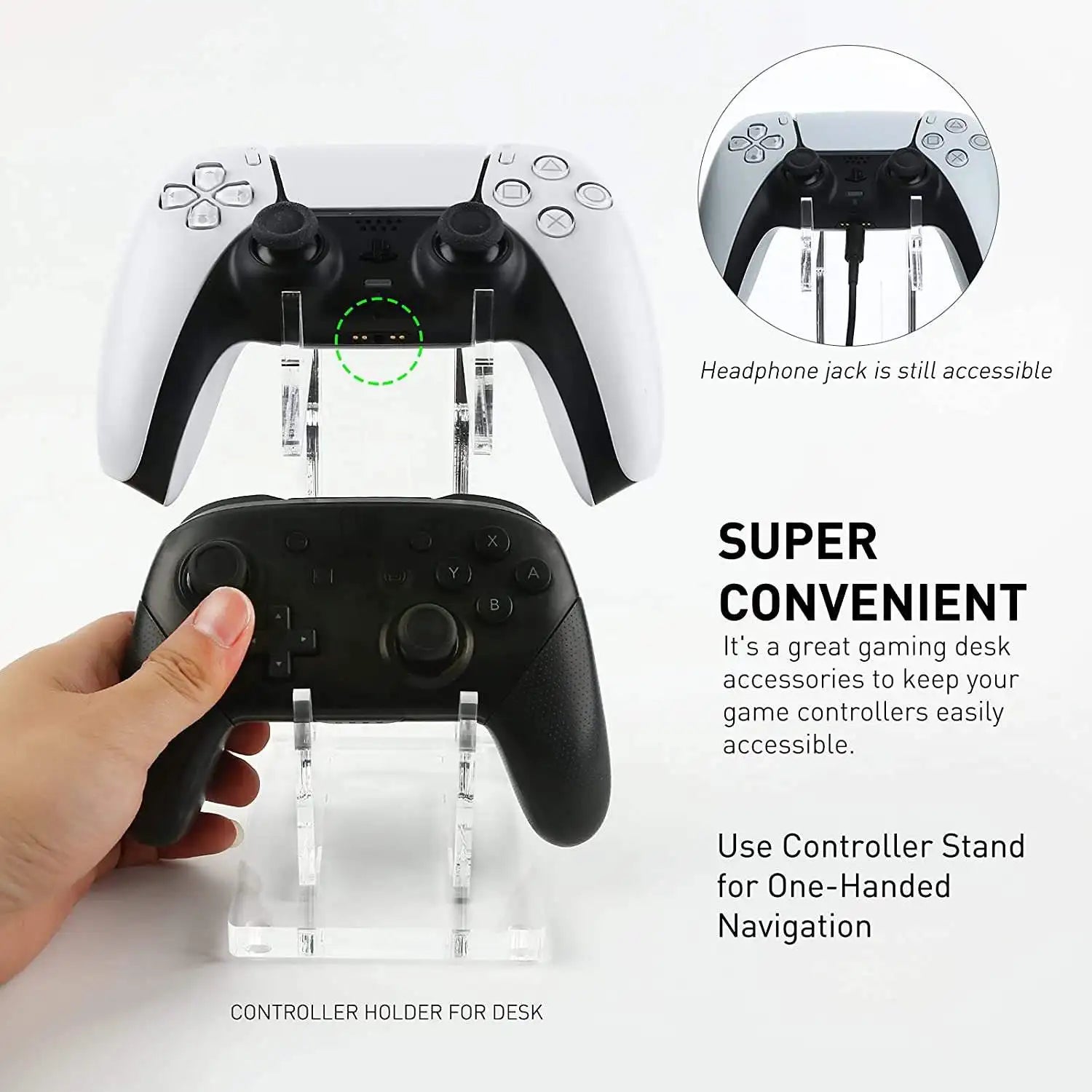 Aolion Dual Game Controller Holder Acrylic Gamepad for Switch Pro/PS5/Xbox Series X/PS4/PS2/PS3 Joystick Rack Stand Accessories