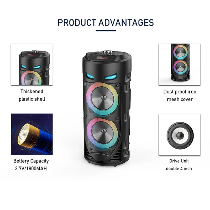 30W Wireless Column Big Power Stereo Portable Bluetooth Speaker