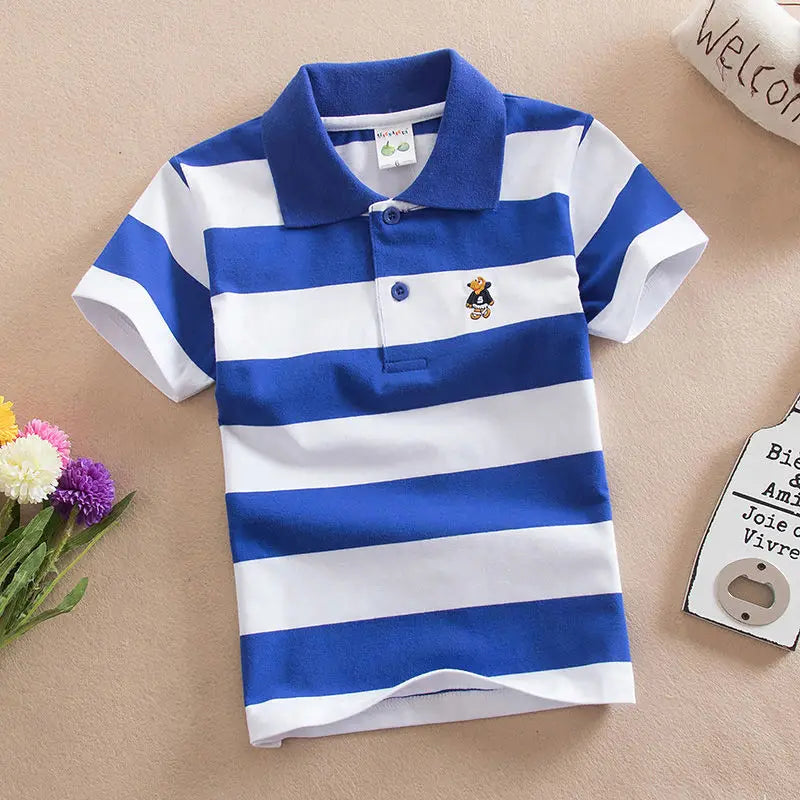 Summer Boys Polo Shirts Short Sleeve T-shirt For Kids Boy Bottom Solid Color Children Sweatshirts Baby Clothing 3-14T