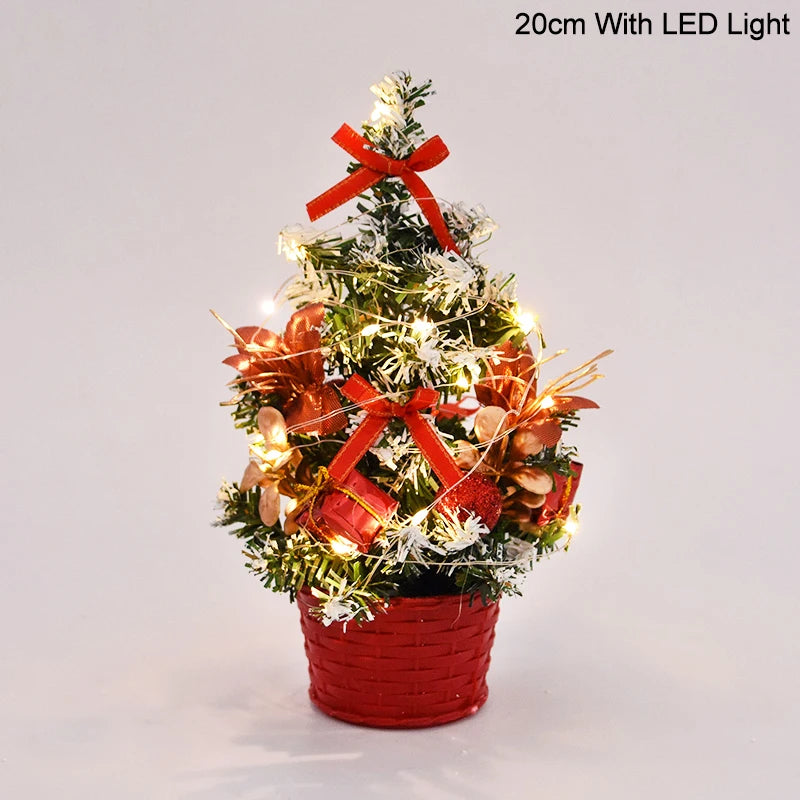 Christmas Tree Table Ornament with LED Light Balls 2023 Christmas Decoration for Home 2024 New Year Gift Mini