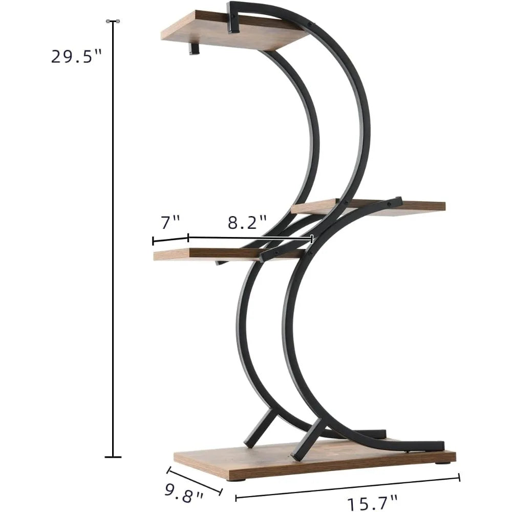 Plant Stand Indoor 4-Tier wrought iron Green Plant Stand Use Office Home Décor, Wood(S style)…