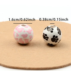 Animal Print Series Round Wooden Beads Charms Large Beads DIY Decorations Crafts Kid's Jewelry Materials Baby Toys Accessories