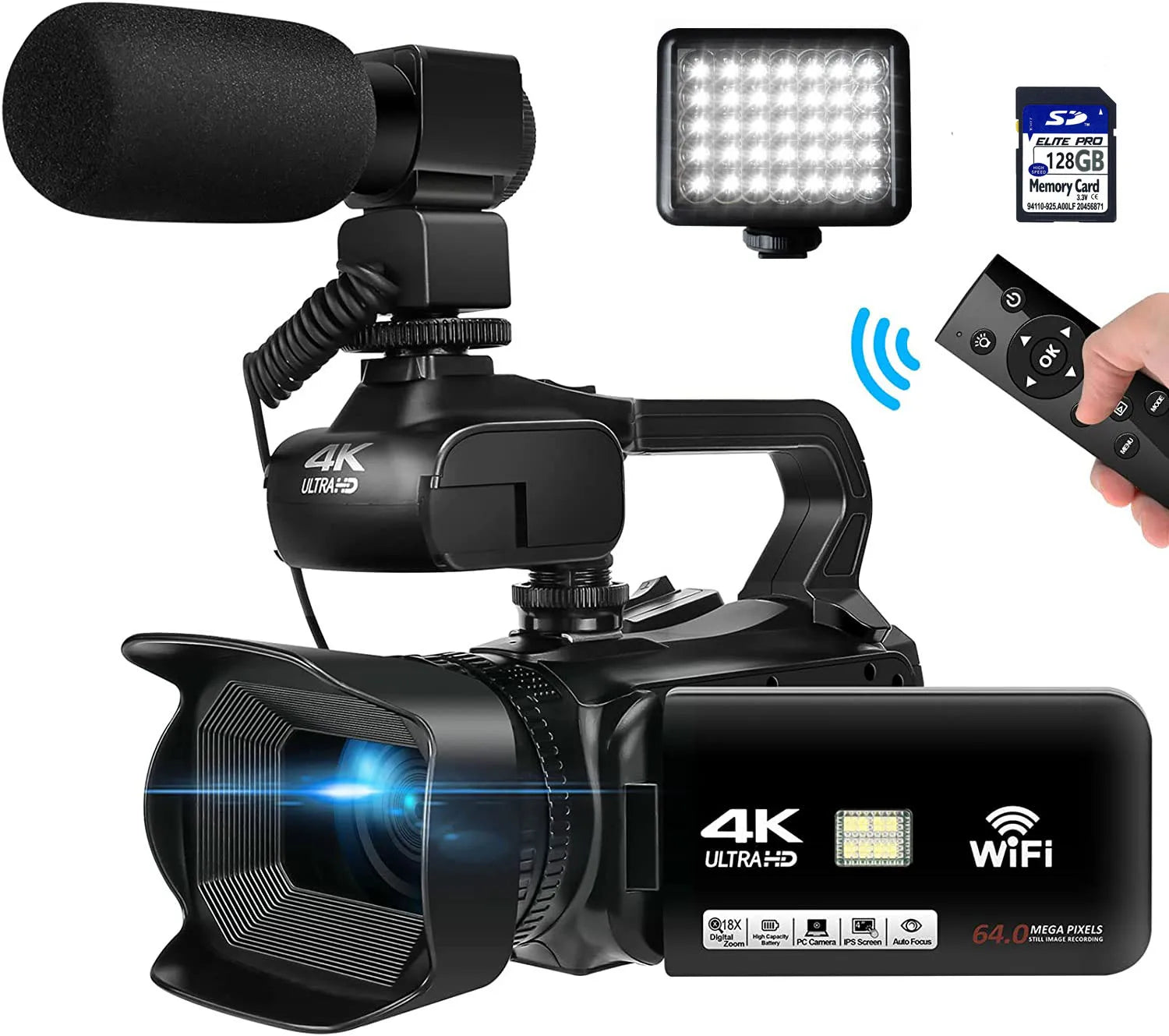 Professional Video Camcorder 4K Auto Focus Vlogging Camera