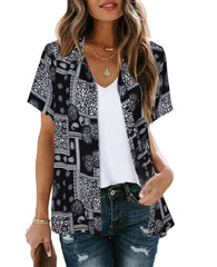 Bohemian Beach Holiday Shirt & Blouse Women Fashion Short Sleeve Button Shirts