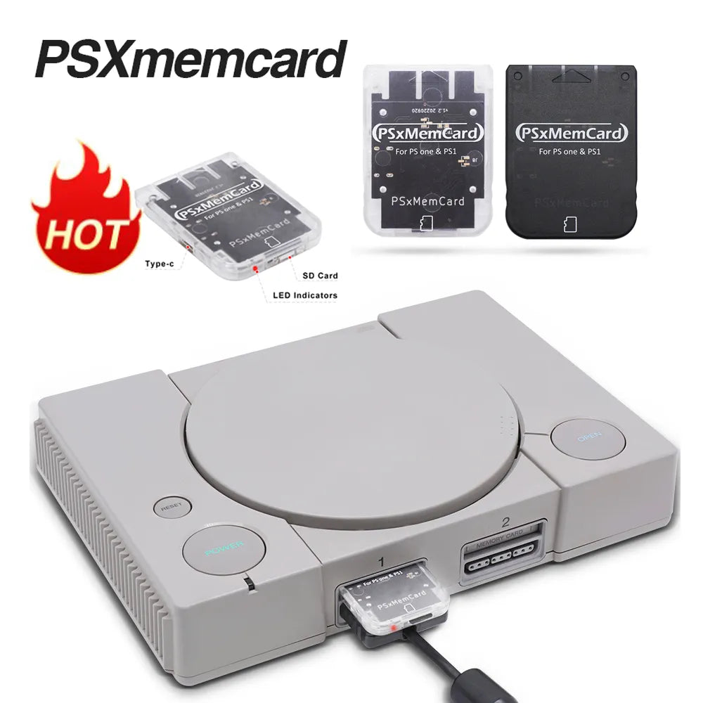 PSXMemCard Save Data Game Card for PS1 PS One Game Console with MicroSD Card TF Card Support Firmware upgrade