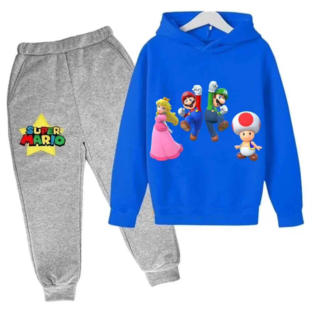 Kids Super Mario Bros Boy Girl Hoodie Suit Spring Autumn Kids Hooded Sportswear