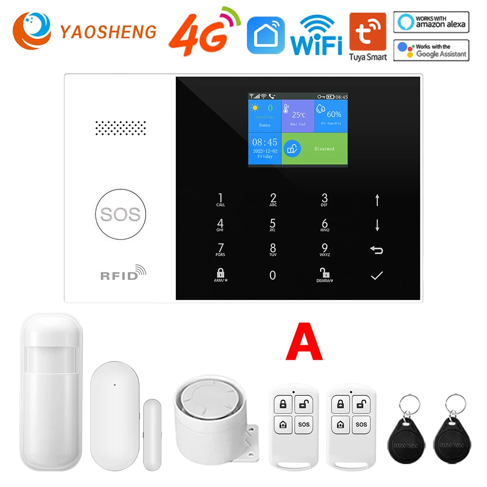 4G Alarm System Security Home WIFI Alarme Residencial Wireless Home Alarm For Tuya Smart Life With Door Sensor Work With Alexa