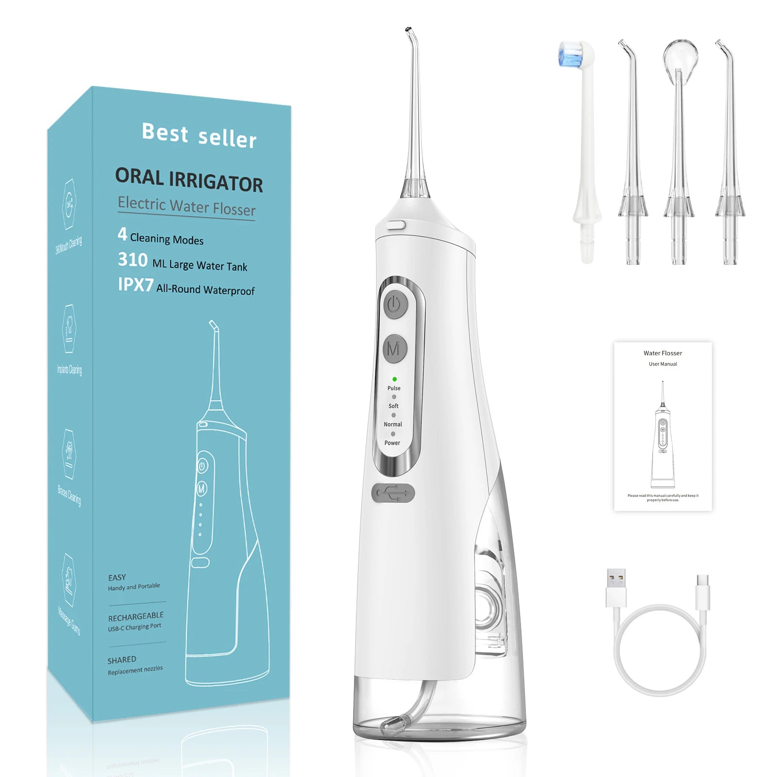 Oral Irrigator USB Rechargeable Water Flosser Portable Dental Water Jet