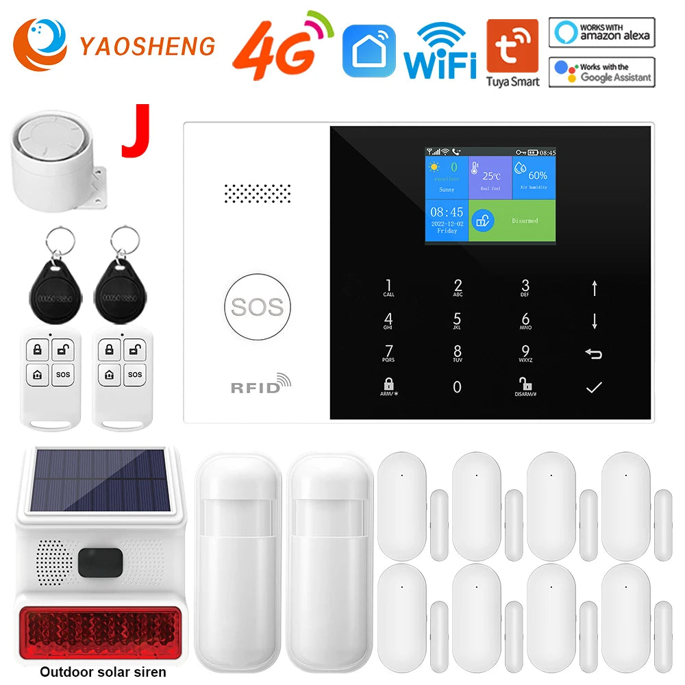 4G Alarm System Security Home WIFI Alarme Residencial Wireless Home Alarm For Tuya Smart Life With Door Sensor Work With Alexa