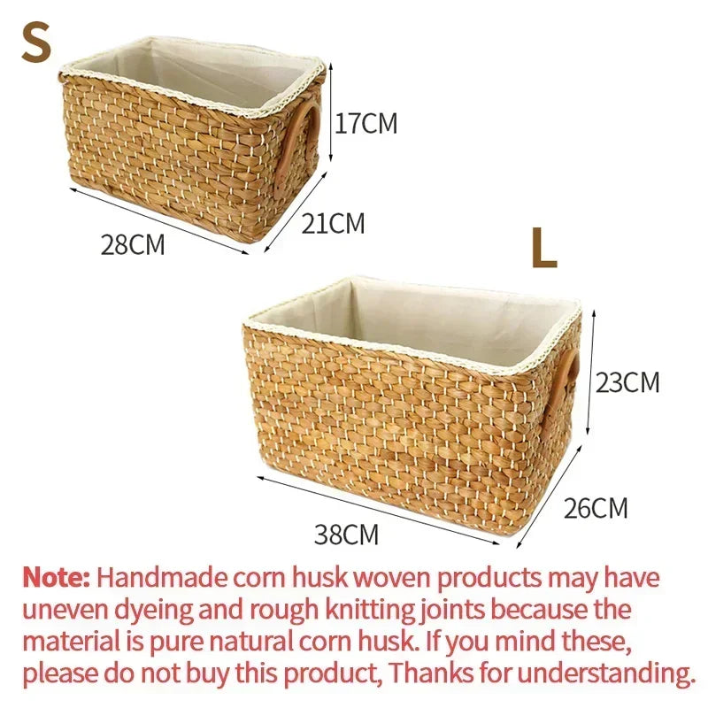 Woven Rattan Storage Basket Clothes Organizer