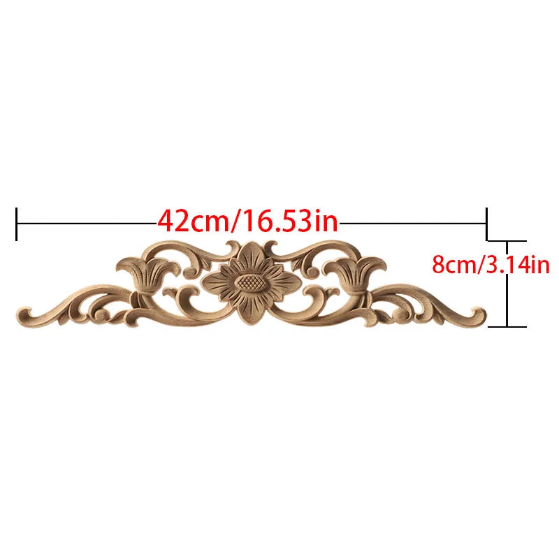 Wood Carving Natural Wood Appliques Door Furniture