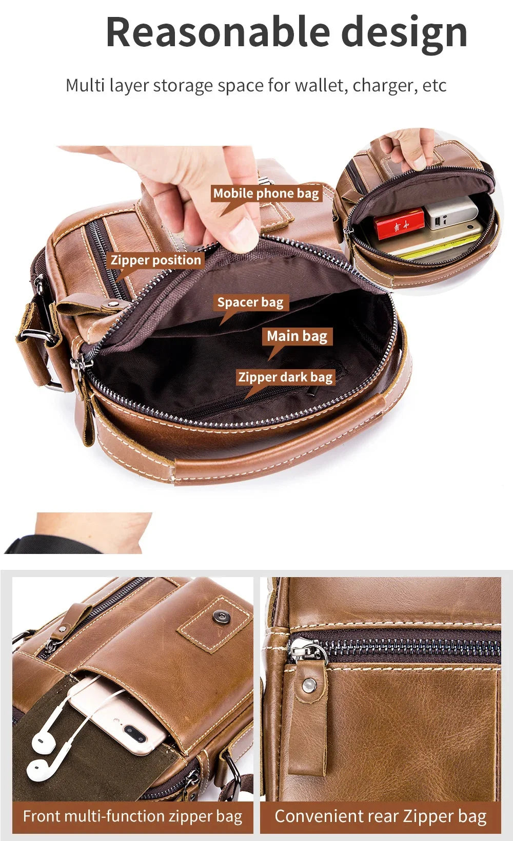 LAOSHIZI Brand Genuine Leather Shoulder Men Messenger s Small Casual Flap Zipper Design Male CrossBody Bag MINI Handbag