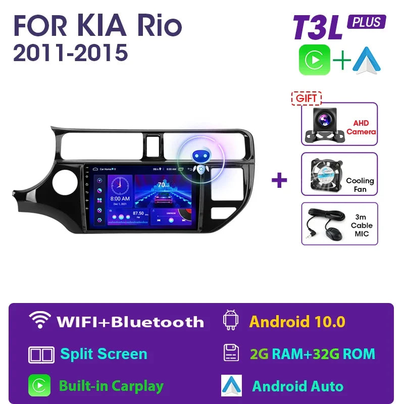 JMCQ 9" Android 11 2DIN 4G+WiFi DSP Car Radio Multimedia Video Player For KIA RIO K3 PRIDE 2011-2015 Navigation GPS 2din Carplay