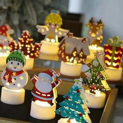 Christmas LED Candle Light Snowman Santa Christmas Day Party Bar Props Home