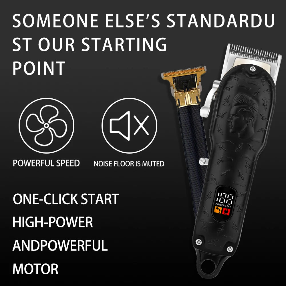 LQT300 Black professional men's hair clipper Adjustable length USB charging digital display home electric clippers