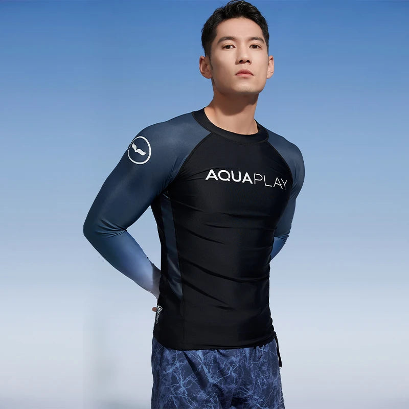 Men‘s Rash Guard Surfing Diving Suits Swimwear Long Sleeve Suit Swimming Surf Clothing