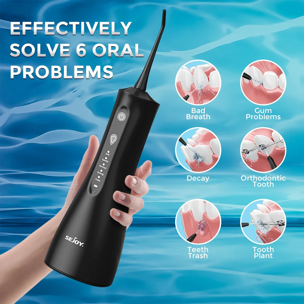 Water Flossers for Teeth 300ML Oral Irrigator Rechargeable Dental 5 Modes Water Tank Waterproof Teeth Cleaner