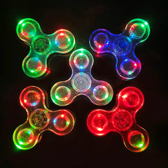 Plastic Luminous LED Light Crystal Fingertip Spinners Glow in Dark Stress Relief Fidget Toys