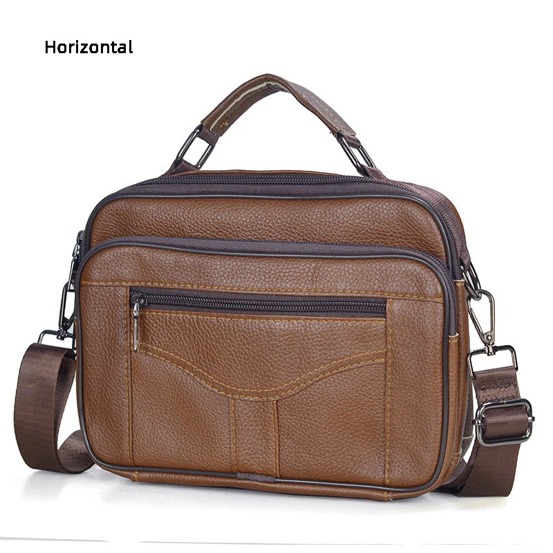 Men Genuine Leather Handbags Male High Quality Cowhide Leather Messenger Bags