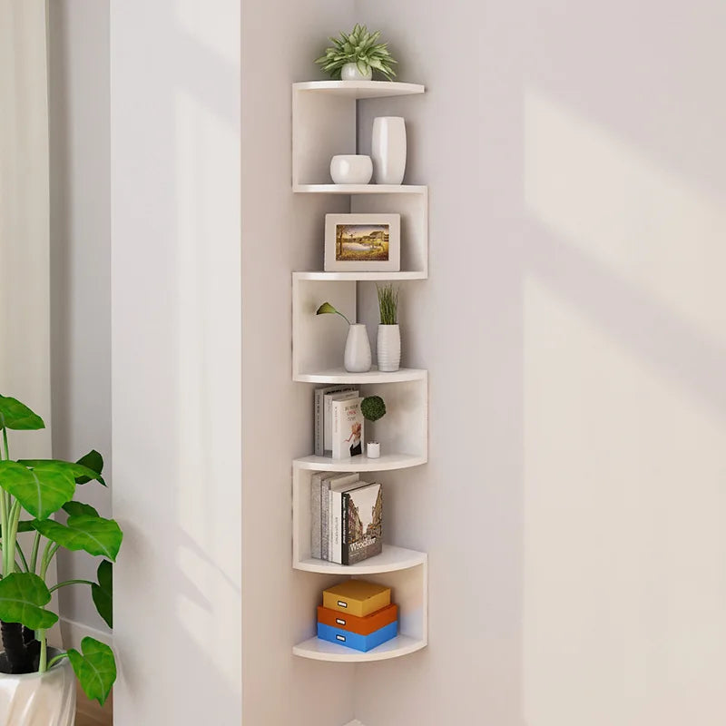 Corner Shelf Wall Mount, 5 Tier Book Shelf for Wall Décor, DVD Storage, Plant Shelf Living Room