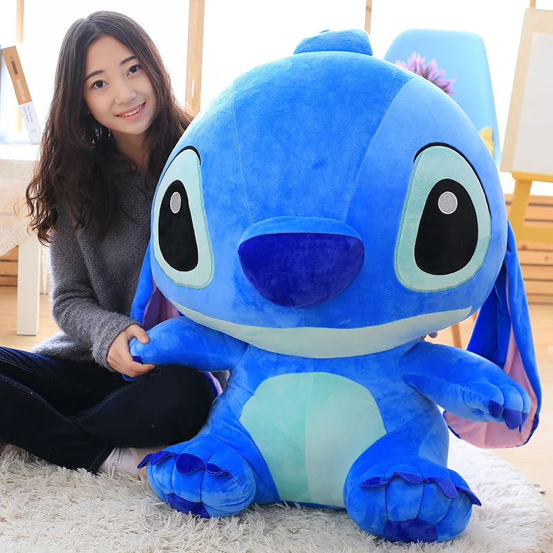 Big Size Disney Stitch Plush Toys Kawaii Soft Blue Pink Elf Disney Stitch Stuffed Doll Cartoon