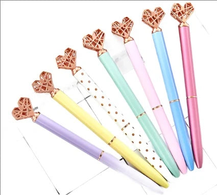 Ballpoint Pen Hollow Heart Metal Cute Stationary